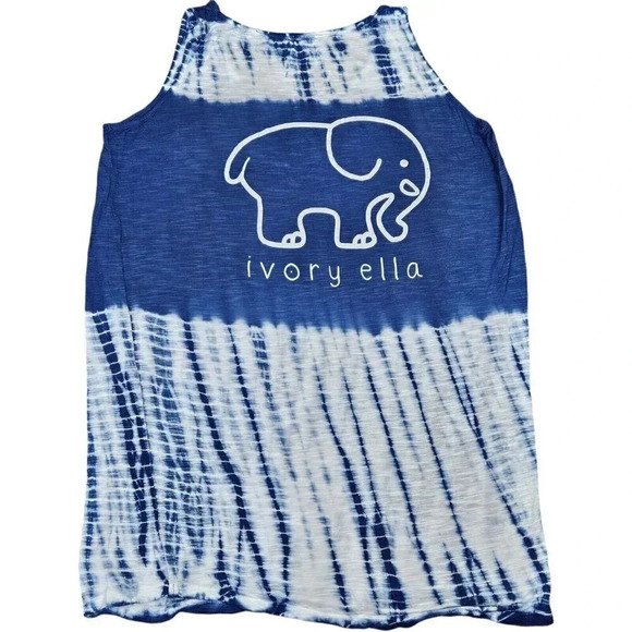 Ivory Ella Viscose Tank Top Blue Tie Dye Size Medium - Picture 5 of 10